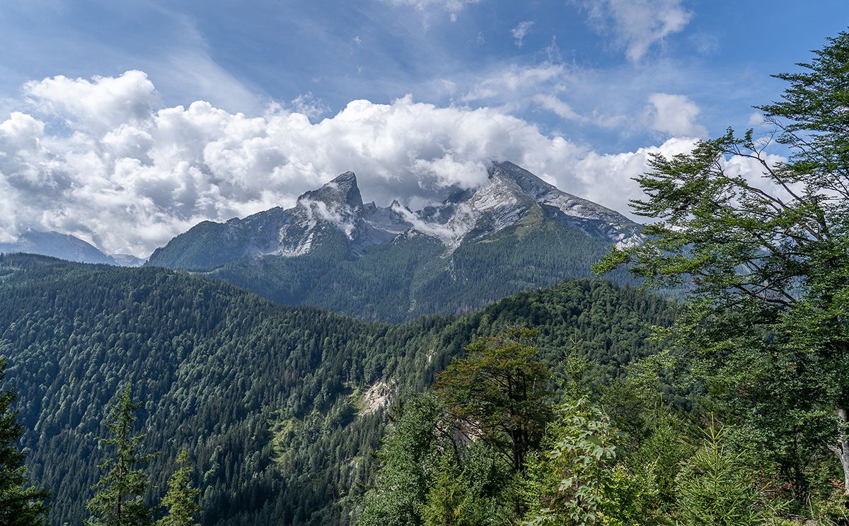 Blick von der Grünsteinhütte zum Watzmann