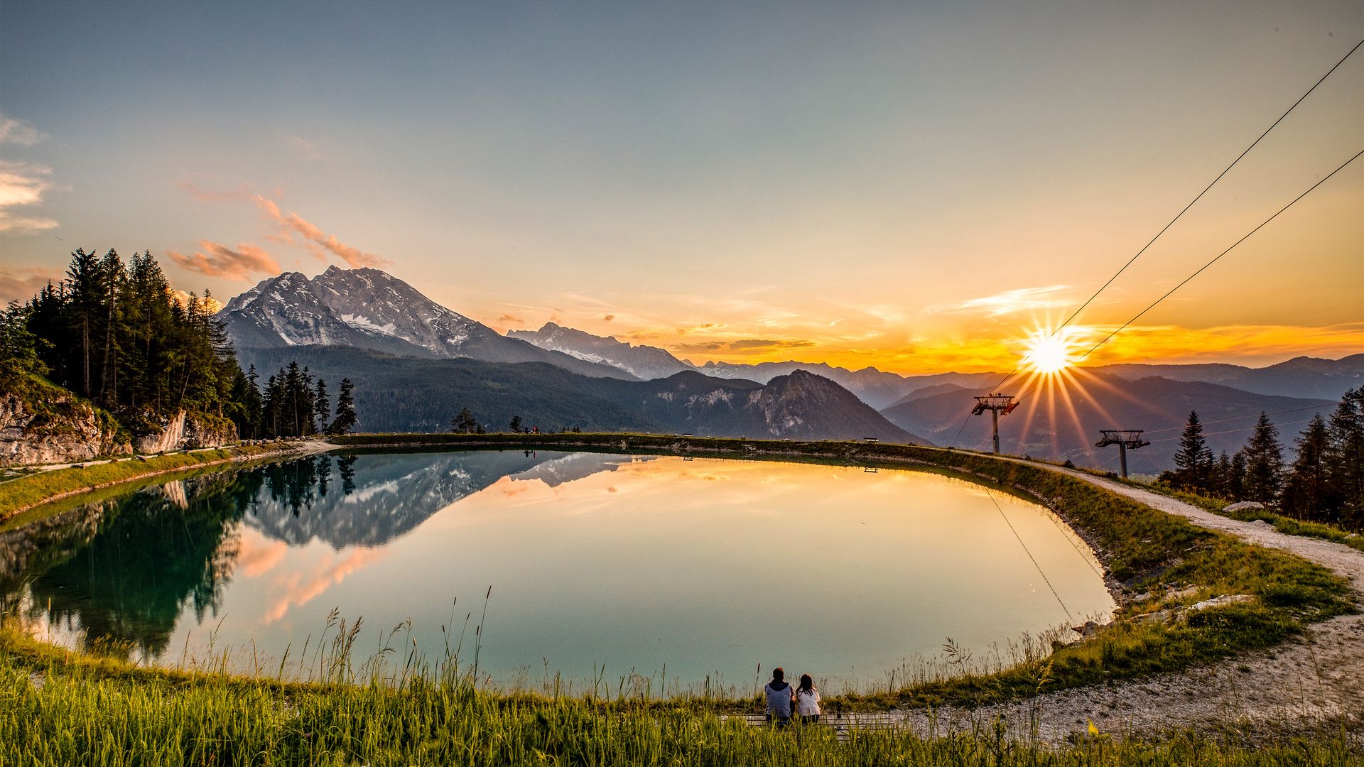 Sonnenuntergang am Jenner Speicherteich